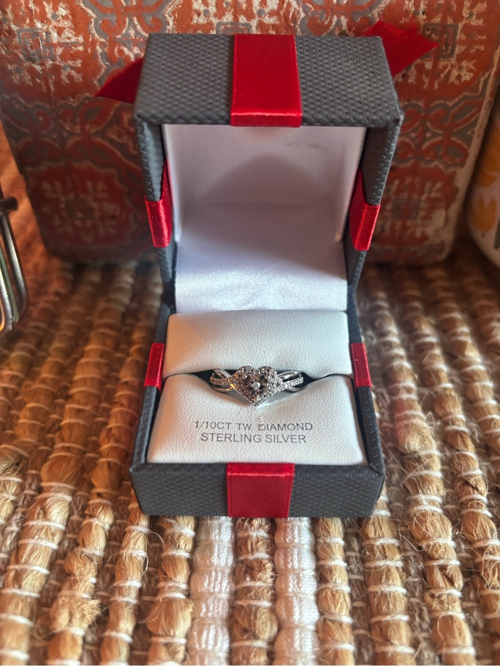 Sterling Silver Heart Diamond Ring - White